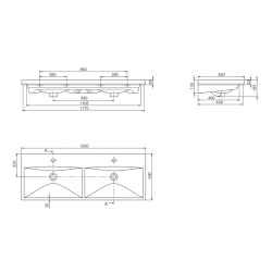 Επικαθήμενος Νιπτήρας Πορσελάνης 120x45cm Cerastyle Elite 032500-u Λευκό